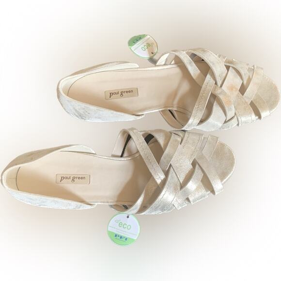 PAUL GREEN Women’s ECO Lucia D'Orsay Peep-Toe Sandal, Mineral Antic Metallic,7.5 - Picture 8 of 14
